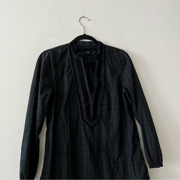 J. Crew Velvet-Trim V-Neck Tartan Print Tunic - Picture 3 of 5